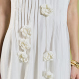 Crochet Flower Trim Halter Maxi Dress