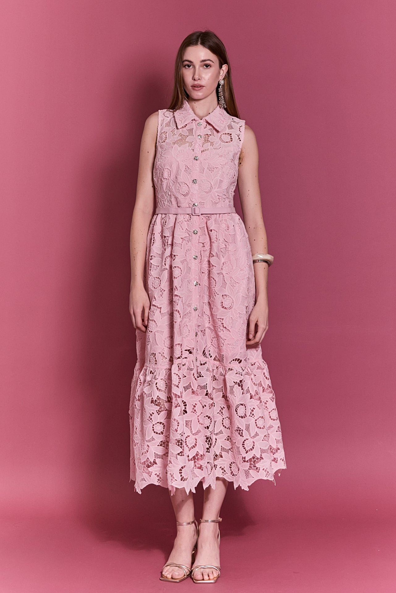 Floral Embroidered Midi Dress English Factory Floral Embroidered Midi Dress English Factory