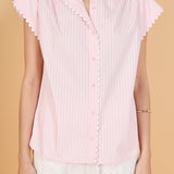 Striped Ric Rac Detail Short Sleeve Shirt