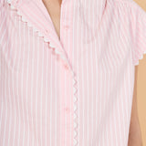 Striped Ric Rac Detail Short Sleeve Shirt