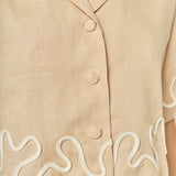 Wavy Embroidered Crop Shirt