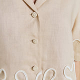 Wavy Embroidered Crop Shirt