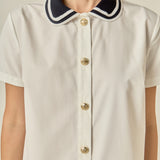Contrast Collar Pleated Mini Dress