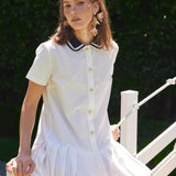 Contrast Collar Pleated Mini Dress