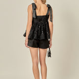 Sequin Bow Peplum Top