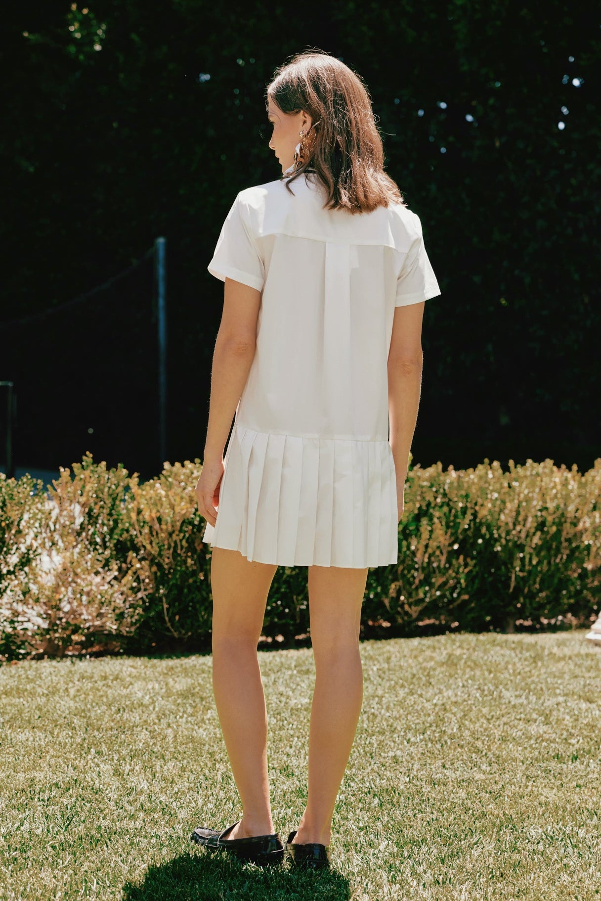 Contrast Collar Pleated Mini Dress – English Factory