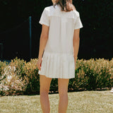 Contrast Collar Pleated Mini Dress