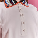 Crochet Trim A-Line Shirt Dress