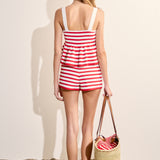 Striped Knit Sleeveless Peplum Top