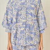 Cord Embroidery Pinstripe Shirt