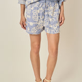 Cord Embroidery Pinstripe Shorts