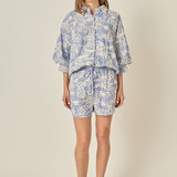 Cord Embroidery Pinstripe Shorts