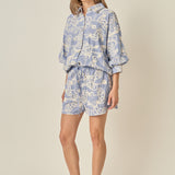 Cord Embroidery Pinstripe Shorts