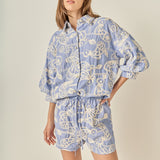 Cord Embroidery Pinstripe Shorts