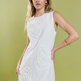 Pearl Heart Embellished Mini Shift Dress