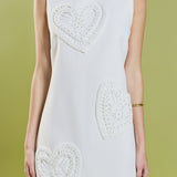 Pearl Heart Embellished Mini Shift Dress