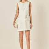 Pearl Heart Embellished Mini Shift Dress