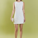 Pearl Heart Embellished Mini Shift Dress