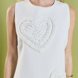 Pearl Heart Embellished Mini Shift Dress