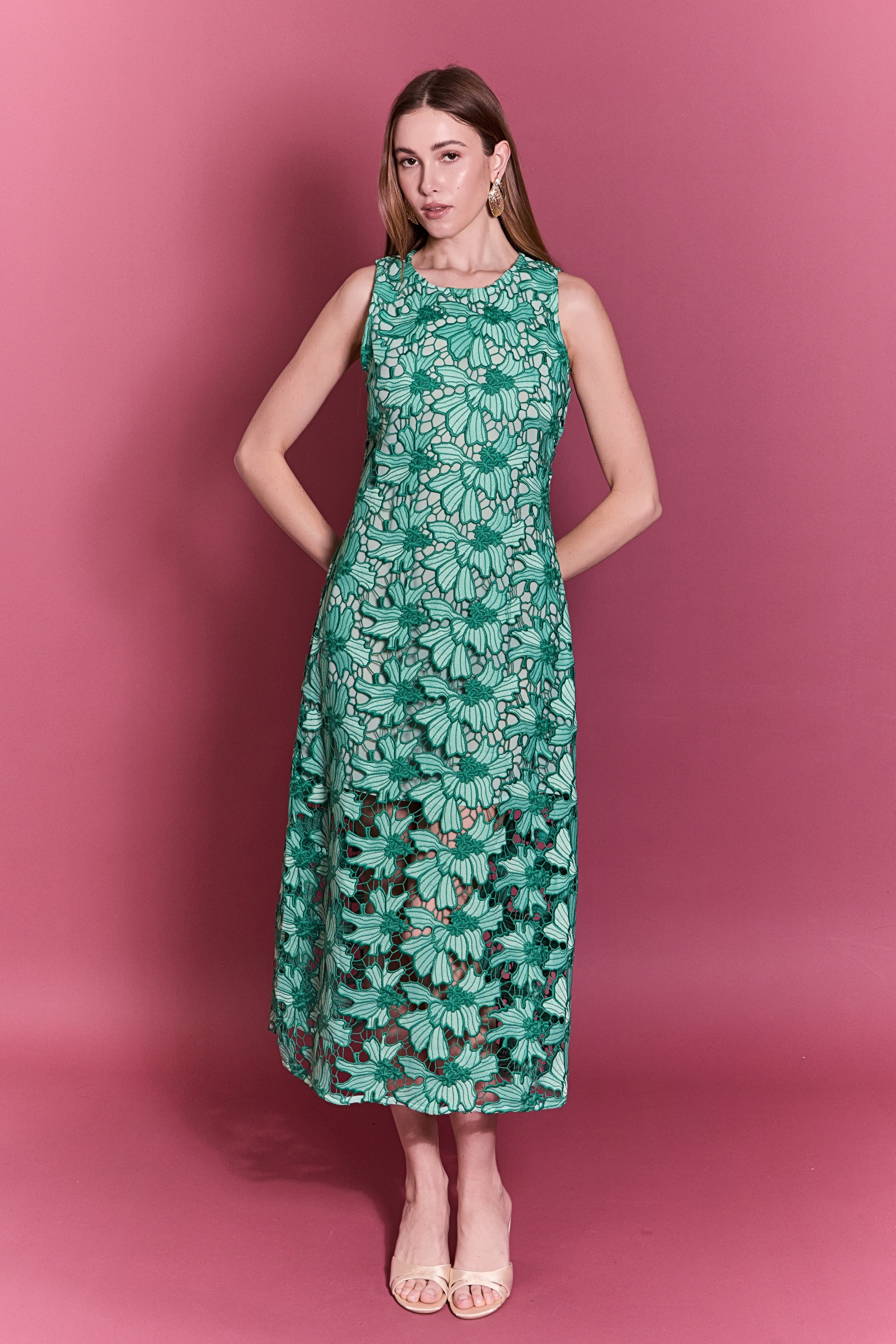Floral Embroidered Midi Dress Floral Embroidered Midi Dress