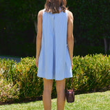 Zip-Front Collared Sleeveless Mini Dress