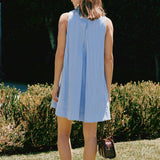 Zip-Front Collared Sleeveless Mini Dress