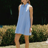 Zip-Front Collared Sleeveless Mini Dress