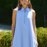 Zip-Front Collared Sleeveless Mini Dress