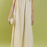 Pearl Tie Strap Linen Midi Dress