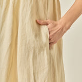 Pearl Tie Strap Linen Midi Dress