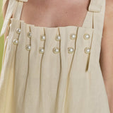 Pearl Tie Strap Linen Midi Dress