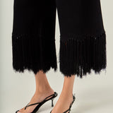 Fringe Detail Knit Wide Leg Pants