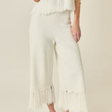 Fringe Detail Knit Wide Leg Pants