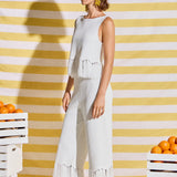 Fringe Detail Knit Wide Leg Pants