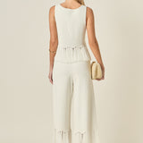 Fringe Detail Knit Wide Leg Pants