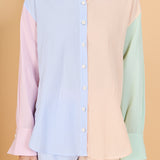 Colorblock Seersucker Button-Down Shirt