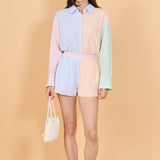 Colorblock Seersucker Button-Down Shirt