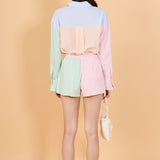 Colorblock Seersucker Button-Down Shirt