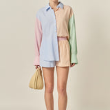 Colorblock Seersucker Shorts