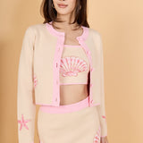 Sea Shell Contrast Knit Cardigan
