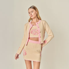 Sea Shell Contrast Knit Cardigan