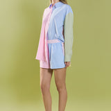 Colorblock Stripe Elastic Waist Shorts