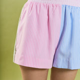 Colorblock Stripe Elastic Waist Shorts
