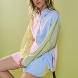 Colorblock Stripe Elastic Waist Shorts