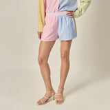 Colorblock Stripe Elastic Waist Shorts