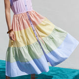 Colorblock Shirt Midi Dress