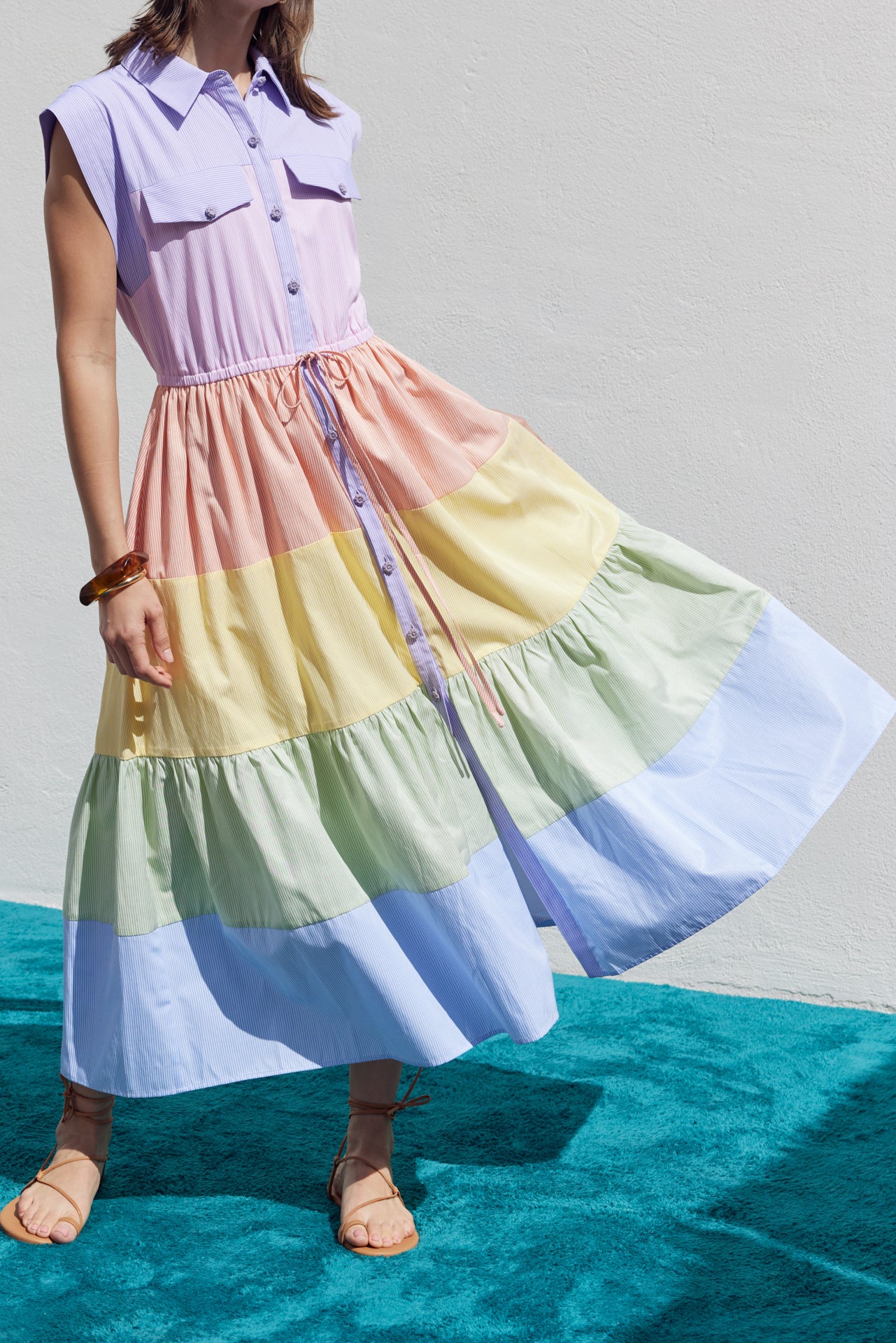 Colorblock Shirt Midi Dress – English Factory