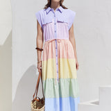 Colorblock Shirt Midi Dress