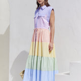 Colorblock Shirt Midi Dress