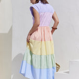 Colorblock Shirt Midi Dress
